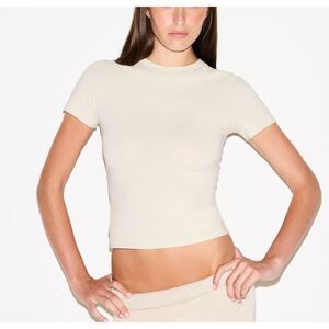 Women SKIMS Cotton Jersey T-Shirt Cropped Slim Fit in Bone Size Small